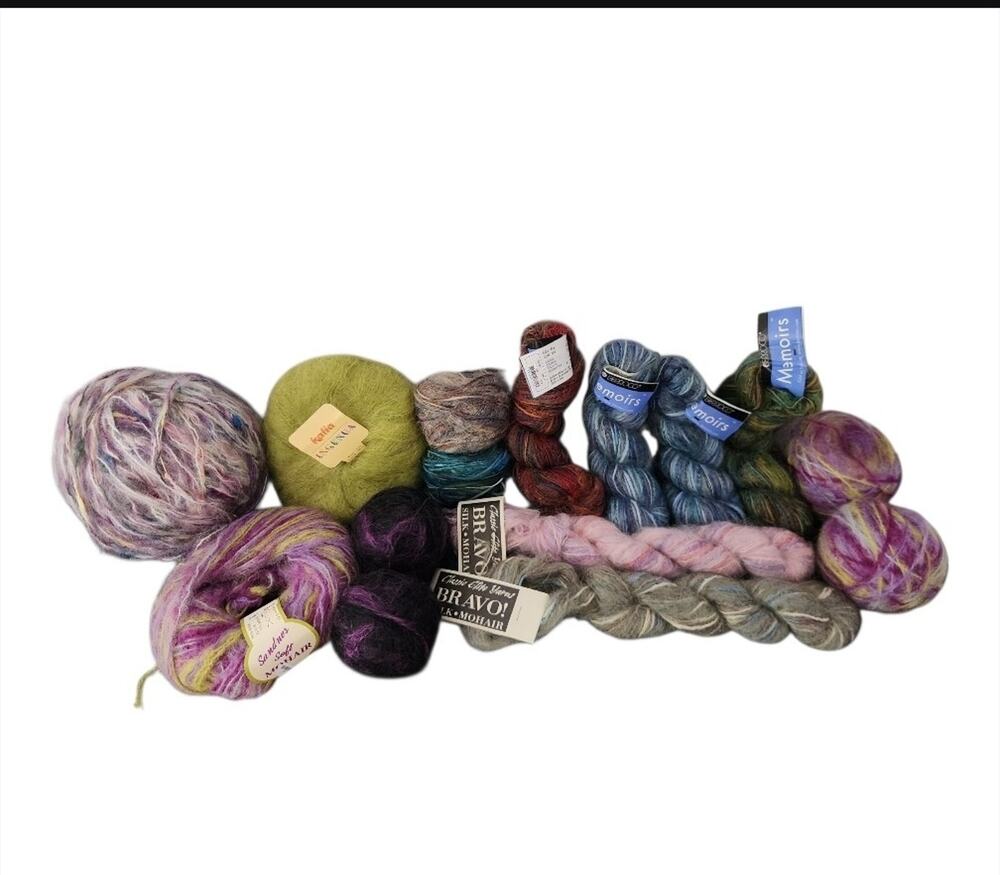 Luxury Mohair Silk Yarn Lot Sandnes Katia Berroco Halo Wool Blend Knit Bundle